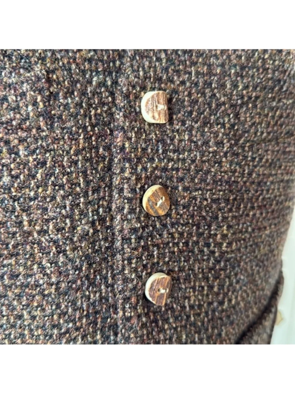 Vintage 90's Ralph Lauren Collection Brown Wool Tweed Button Up Vest 6 - Picture 4 of 8
